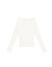 Off Shoulder Folded Collar Long Sleeve Knit Top