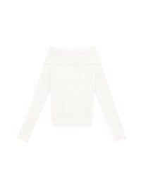 Off Shoulder Folded Collar Long Sleeve Knit Top