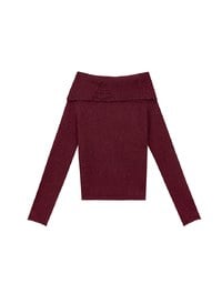 Off Shoulder Folded Collar Long Sleeve Knit Top