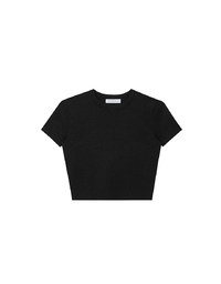 Basic Crew Neck Knit Fitted Crop Top