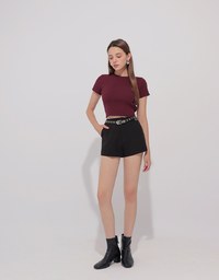 Basic Crew Neck Knit Fitted Crop Top