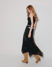 Star Eyelet Details Ribbed Knit Camisole Top