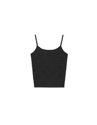 Star Eyelet Details Ribbed Knit Camisole Top