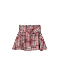 Patchwork Plaid Tie Up A Line Mini Skirt