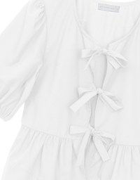 Puff Sleeve Bow Tie Peplum Hem Crop Top
