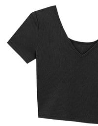 2 Way Neckline Ribbed Crop Tee