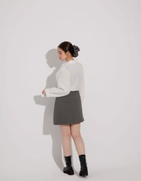 Tie Front Collared Shirt Blouse with Pockets