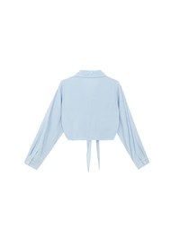 Tie Front Collared Shirt Blouse with Pockets