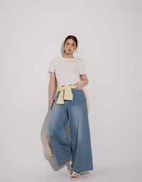 【Stain Resistant】Simple Basic Crew Neck Fitted Crop Tee