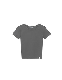 【Stain Resistant】Simple Basic Crew Neck Fitted Crop Tee