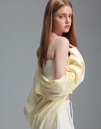【Stain Resistant】Oversized Pocket Detail Button Down Shirt Blouse