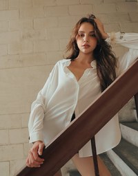 Lace Up Back Collar Long Sleeve Shirt Blouse