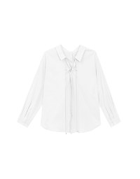 Lace Up Back Collar Long Sleeve Shirt Blouse