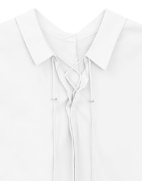 Lace Up Back Collar Long Sleeve Shirt Blouse