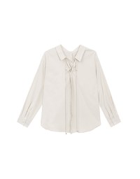 Lace Up Back Collar Long Sleeve Shirt Blouse