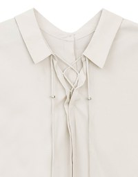 Lace Up Back Collar Long Sleeve Shirt Blouse