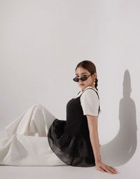 Layered Sheer Ruffle Hem Spaghetti Strap Cami Top