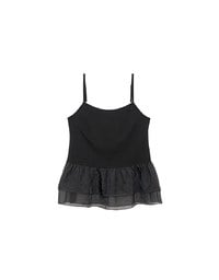 Layered Sheer Ruffle Hem Spaghetti Strap Cami Top