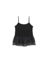 Layered Sheer Ruffle Hem Spaghetti Strap Cami Top
