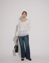 Layered Sheer Ruffle Hem Spaghetti Strap Cami Top
