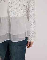 Layered Sheer Ruffle Hem Spaghetti Strap Cami Top
