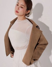 Turtleneck Sheer Ruffle Trim Top - Plain / Polka Dot Design