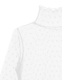 Turtleneck Sheer Ruffle Trim Top - Plain / Polka Dot Design