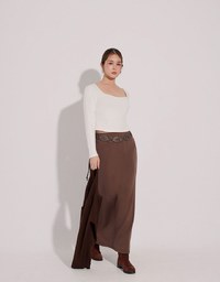 Classic Square Neck Stretch Long Sleeve Crop Top
