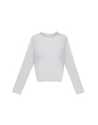 Glitter Sheer Mesh Long Sleeve Top with Lettuce Hem Details