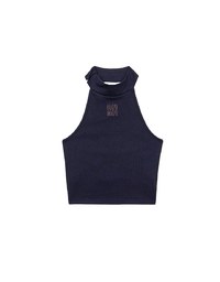2 Way High Neck Sleeveless Crop Bra Top with AIR SPACE Logo Embroidery