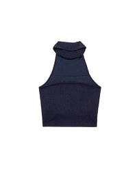 2 Way High Neck Sleeveless Crop Bra Top with AIR SPACE Logo Embroidery