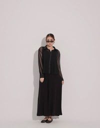 Lightweight Sheer Chiffon Collared Button Up Shirt Blouse