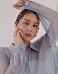 Lightweight Sheer Chiffon Collared Button Up Shirt Blouse