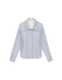 Lightweight Sheer Chiffon Collared Button Up Shirt Blouse