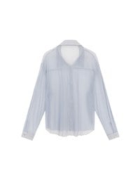 Lightweight Sheer Chiffon Collared Button Up Shirt Blouse