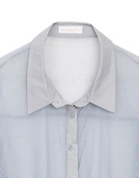 Lightweight Sheer Chiffon Collared Button Up Shirt Blouse