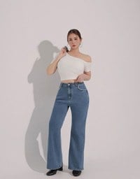 Basic One Shoulder Fitted Ribbed Crop Bra Top