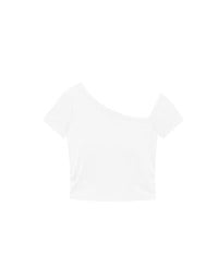 Basic One Shoulder Fitted Ribbed Crop Bra Top