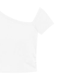 Basic One Shoulder Fitted Ribbed Crop Bra Top