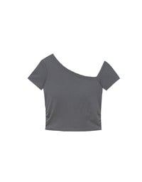 Basic One Shoulder Fitted Ribbed Crop Bra Top