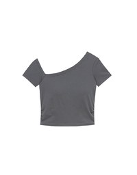 Basic One Shoulder Fitted Ribbed Crop Bra Top