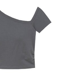 Basic One Shoulder Fitted Ribbed Crop Bra Top