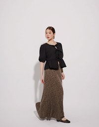 細緻豹紋魚尾長裙