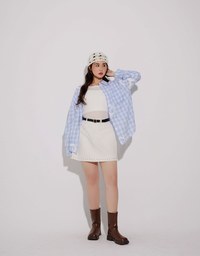 【Stain Resistant】Metal Studded A Line Jeans Denim Skirt