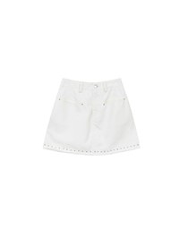 【Stain Resistant】Metal Studded A Line Jeans Denim Skirt