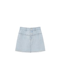 Metal Studded Distressed Hem Jeans Denim Mini Skirt