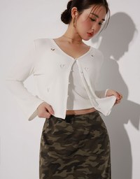 Camouflage Side Slit Straight Maxi Skirt