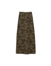 Camouflage Side Slit Straight Maxi Skirt