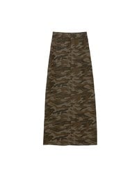 Camouflage Side Slit Straight Maxi Skirt