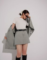 High Waisted Wash Jeans Denim A Line Mini Skirt
